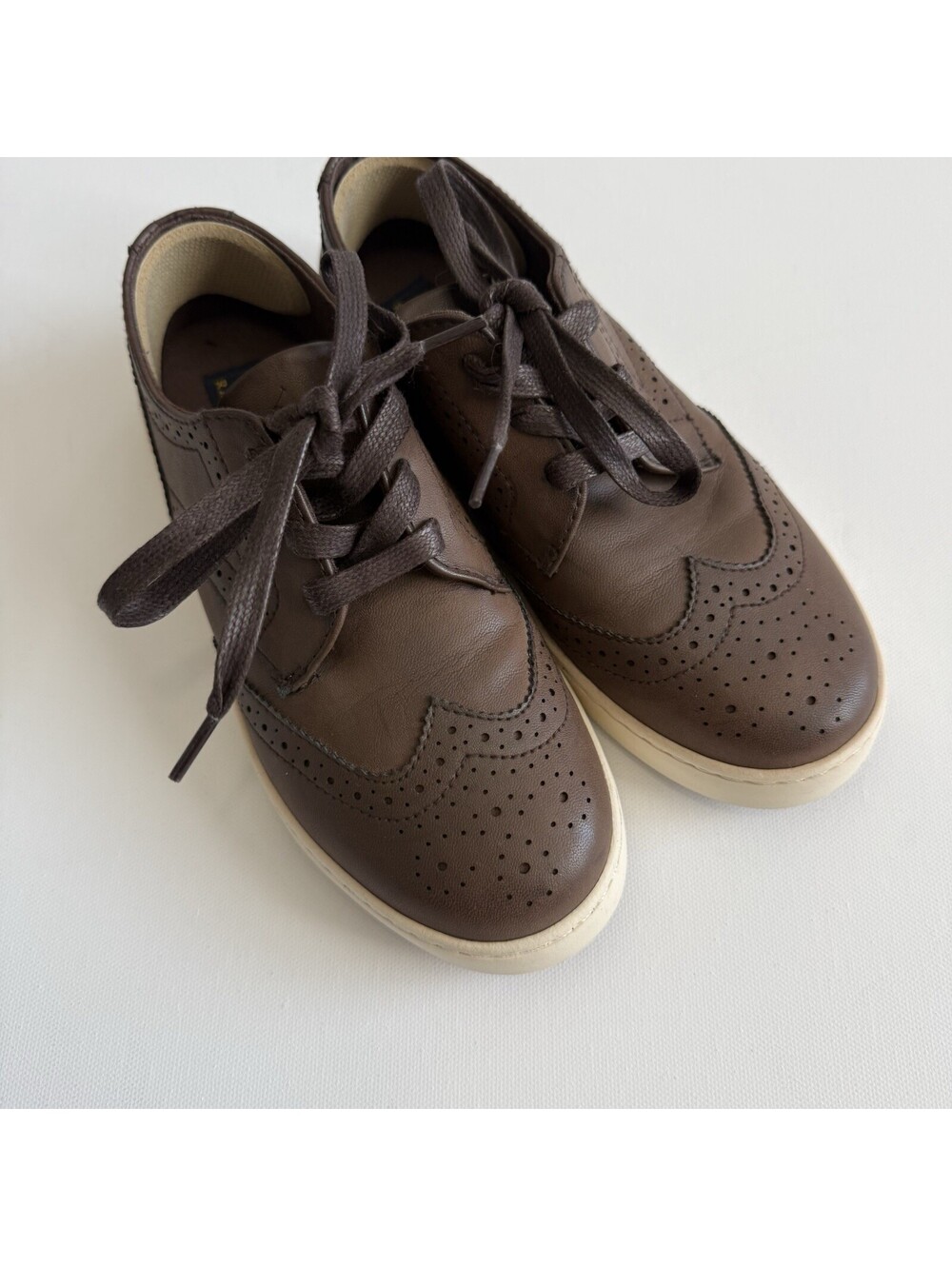 Polo Ralph Lauren Alek Boys Brown Wingtip Oxford Sneakers US 2